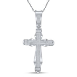 10kt White Gold Mens Round Diamond Cross Charm Pendant 1/2 Cttw