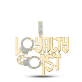 10kt Yellow Gold Mens Round Diamond Loyalty First Phrase Charm Pendant 1/2 Cttw