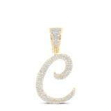 10kt Yellow Gold Mens Round Diamond C Initial Letter Pendant 3/4 Cttw