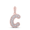 10kt Rose Gold Womens Round Diamond C Initial Letter Pendant 1/6 Cttw