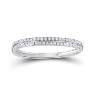 10kt White Gold Womens Round Diamond Slender Double Row Band 1/6 Cttw