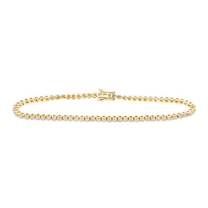 10kt Yellow Gold Womens Round Diamond Studded Tennis Bracelet 1-1/5 Cttw