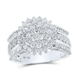 10kt White Gold Womens Round Diamond Cluster Ring 1-1/2 Cttw