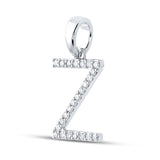 10kt White Gold Womens Round Diamond Z Initial Letter Pendant 1/5 Cttw