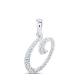 10kt White Gold Womens Round Diamond O Initial Letter Pendant 1/8 Cttw