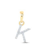 10kt Yellow Gold Womens Round Diamond K Initial Letter Pendant .03 Cttw