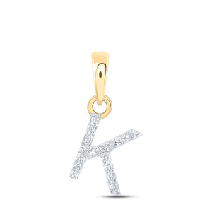 10kt Yellow Gold Womens Round Diamond K Initial Letter Pendant .03 Cttw