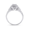 14kt White Gold Womens Baguette Diamond Halo Ring 3/4 Cttw