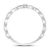 10kt White Gold Womens Round Diamond Stackable Band Ring .01 Cttw