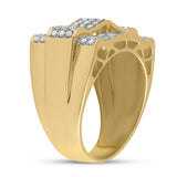 10kt Yellow Gold Mens Round Diamond Arch Cluster Ring 1 Cttw