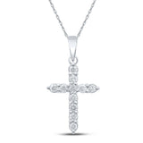 10kt White Gold Womens Round Diamond Cross Pendant 1/4 Cttw