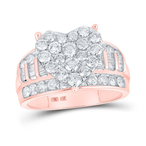 10kt Rose Gold Round Diamond Heart Bridal Wedding Engagement Ring 2 Cttw