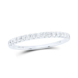 14kt White Gold Womens Round Pave-set Diamond Single Row Wedding Band 1/4 Cttw