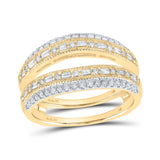 14kt Yellow Gold Womens Baguette Diamond Wrap Enhancer Wedding Band 1/2 Cttw