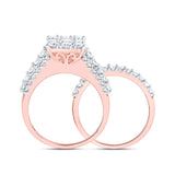 10kt Rose Gold Round Diamond Bridal Wedding Ring Band Set 2 Cttw