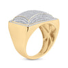 10kt Yellow Gold Mens Round Diamond Domed Square Cluster Ring 1 Cttw