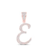 10kt Rose Gold Mens Round Diamond E Initial Letter Charm Pendant 3/4 Cttw