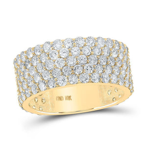 10kt Yellow Gold Mens Round Diamond 5-Row Band Ring 5-3/8 Cttw