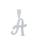 10kt White Gold Mens Round Diamond A Initial Letter Charm Pendant 1 Cttw