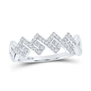 10kt White Gold Womens Round Diamond Stackable Band Ring 1/5 Cttw