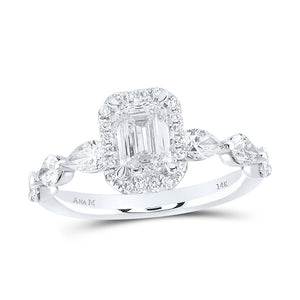 14kt White Gold Emerald Diamond Halo Bridal Wedding Engagement Ring 2 Cttw