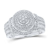 10kt White Gold Round Diamond Cluster Bridal Wedding Ring Band Set 1/5 Cttw