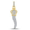 10kt Yellow Gold Mens Round Diamond Italian Horn Charm Pendant 1/2 Cttw