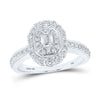10kt White Gold Emerald Diamond Halo Bridal Wedding Engagement Ring 5/8 Cttw