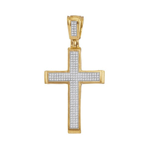 10kt Yellow Gold Mens Round Diamond Cross Charm Pendant 1/2 Cttw