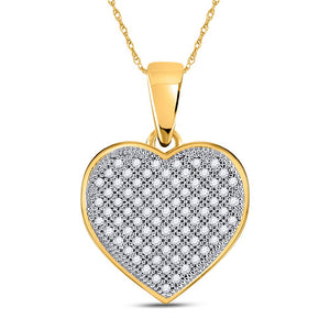 10kt Yellow Gold Womens Round Diamond Heart Pendant 1/4 Cttw