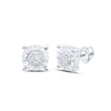 10kt White Gold Womens Round Diamond Cluster Earrings 1/4 Cttw