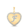 10kt Yellow Gold Womens Round Diamond Heart F Letter Pendant 1/4 Cttw