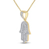 14kt Yellow Gold Mens Round Diamond Hamsa Hand Charm Pendant 3/4 Cttw