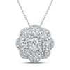 10kt White Gold Womens Round Diamond Cluster Pendant 1/2 Cttw