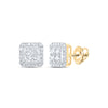 10kt Yellow Gold Round Diamond Square Earrings 5/8 Cttw