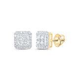 10kt Yellow Gold Round Diamond Square Earrings 5/8 Cttw