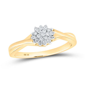 10kt Yellow Gold Womens Round Diamond Cluster Ring 1/8 Cttw