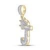 10kt Yellow Gold Mens Baguette Diamond Crown J Letter Charm Pendant 1/2 Cttw