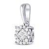 14kt White Gold Womens Princess Diamond Cluster Pendant 1/6 Cttw