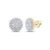 10kt Yellow Gold Womens Round Diamond Cluster Earrings 1-1/2 Cttw