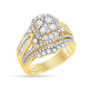 14kt Yellow Gold Round Diamond Bridal Wedding Ring Band Set 1-5/8 Cttw