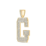 10kt Yellow Gold Mens Round Diamond G Initial Letter Charm Pendant 2-1/3 Cttw