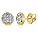 10kt Yellow Gold Round Diamond Circle Cluster Stud Earrings 1/20 Cttw