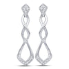 10kt White Gold Womens Round Diamond Fashion Earrings 1/10 Cttw