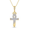 10kt Yellow Gold Mens Round Diamond Ankh Nail Cross Charm Pendant 1/2 Cttw