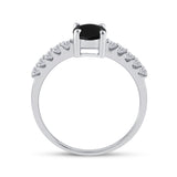 10kt White Gold Round Black Color Enhanced Diamond Solitaire Bridal Engagement Ring 1 Cttw