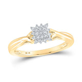 10kt Yellow Gold Womens Round Diamond Cluster Ring 1/10 Cttw