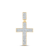 10kt Yellow Gold Mens Round Diamond Cross Charm Pendant 1 Cttw