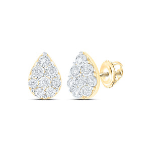 10kt Yellow Gold Womens Round Diamond Teardrop Earrings 1/5 Cttw