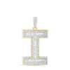 10kt Yellow Gold Mens Baguette Diamond I Initial Letter Charm Pendant 5 Cttw